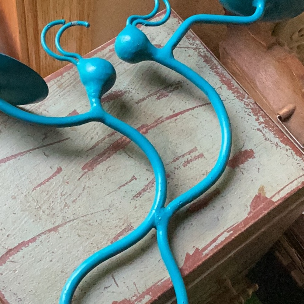 SOUTHWEST Kokopelli  DANCERS  CANDLE HOLDER  TURQUOISE